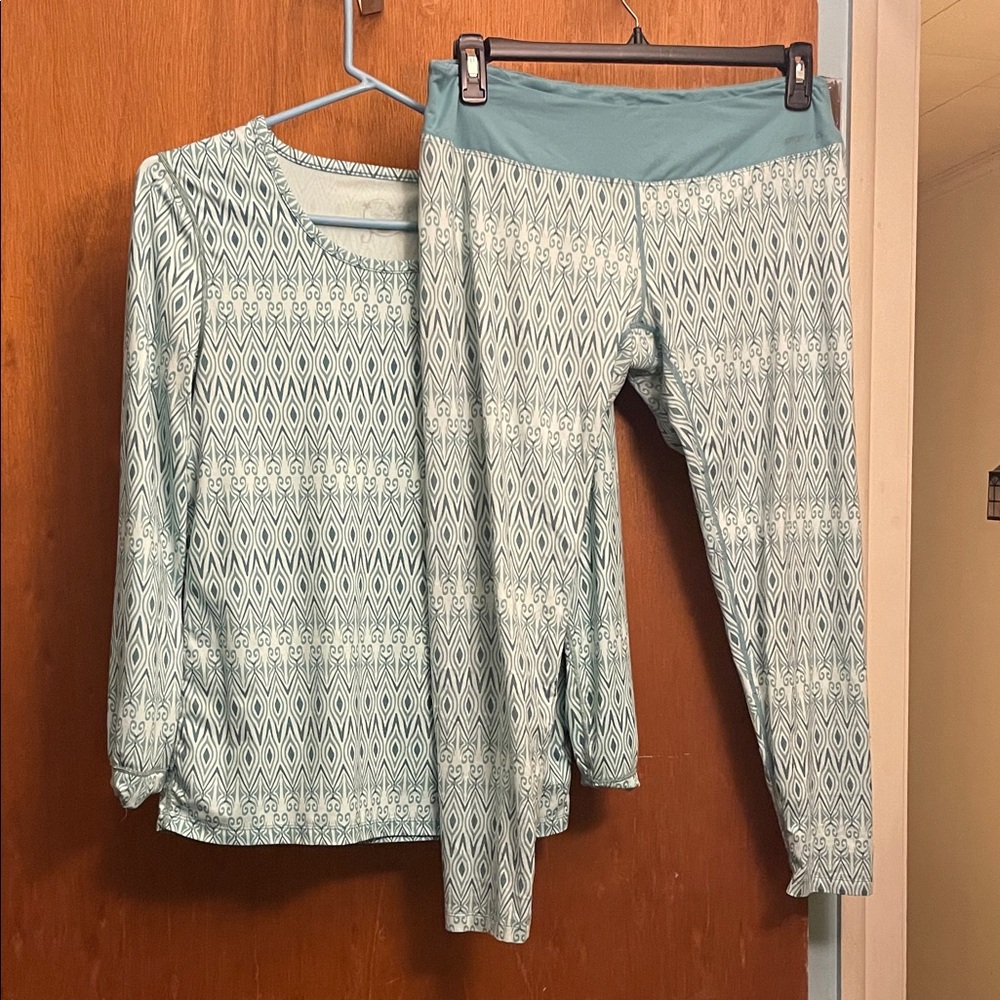 Women's Geometric Print Pajama Set - green